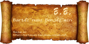 Bartánusz Benjámin névjegykártya